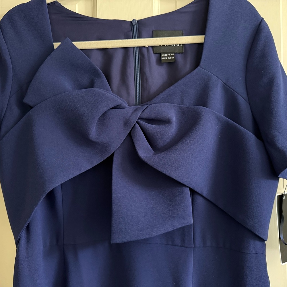Shani NWT Elegant Navy Blue Short Sleeve Women's Formal Gown - Picture 6 of 10